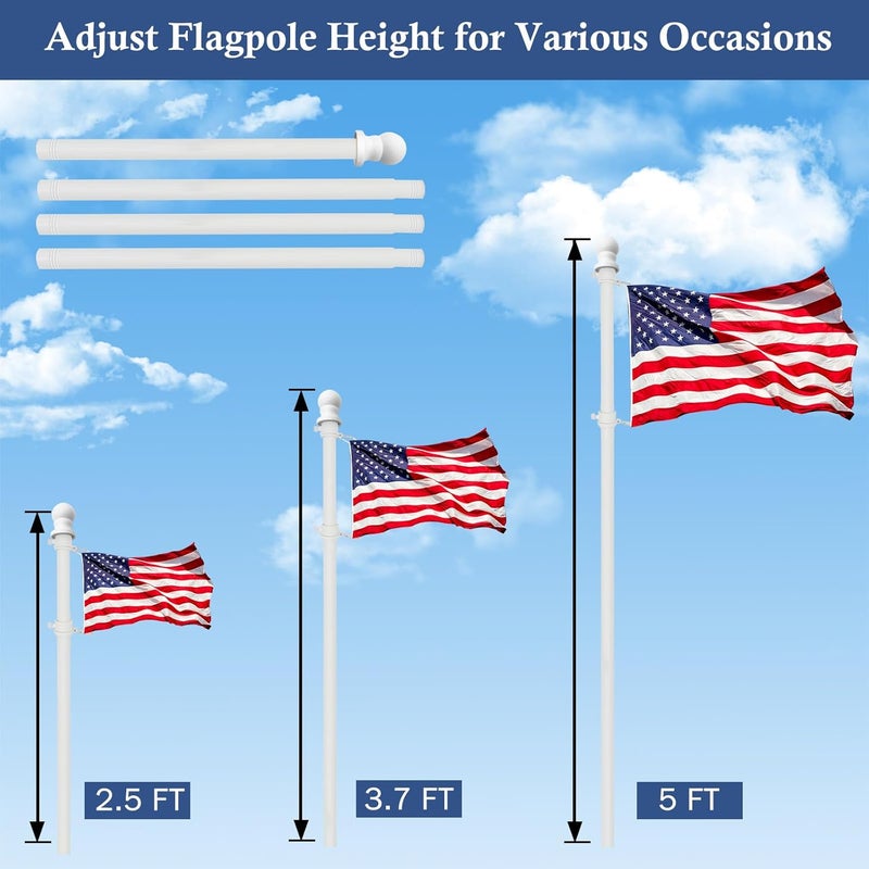 NQ 5FT Flag Pole for Outside House, Stainless Steel Flag Pole for Outdoor, House Flag Pole for Porch,Yard (Only Pole, Without Holder) - Image 4